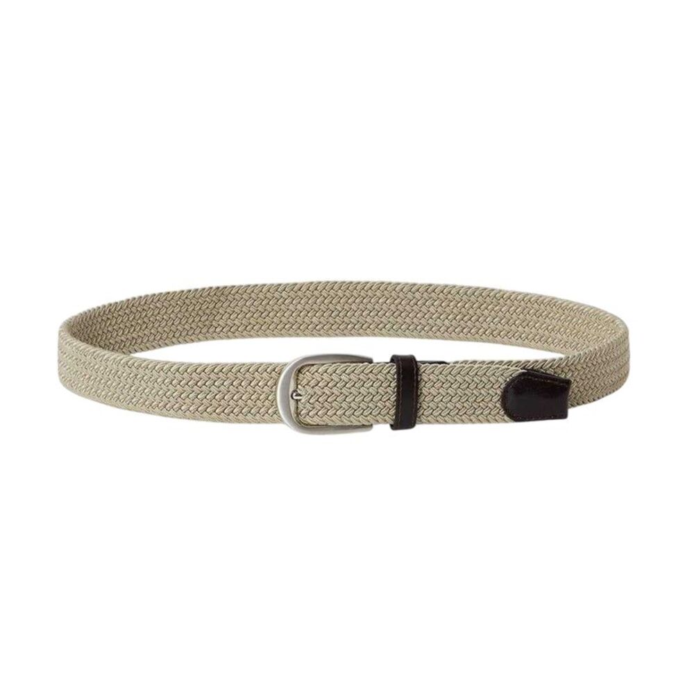 Osprey Mens Sam Plaited Leather Trim Belt / Khaki